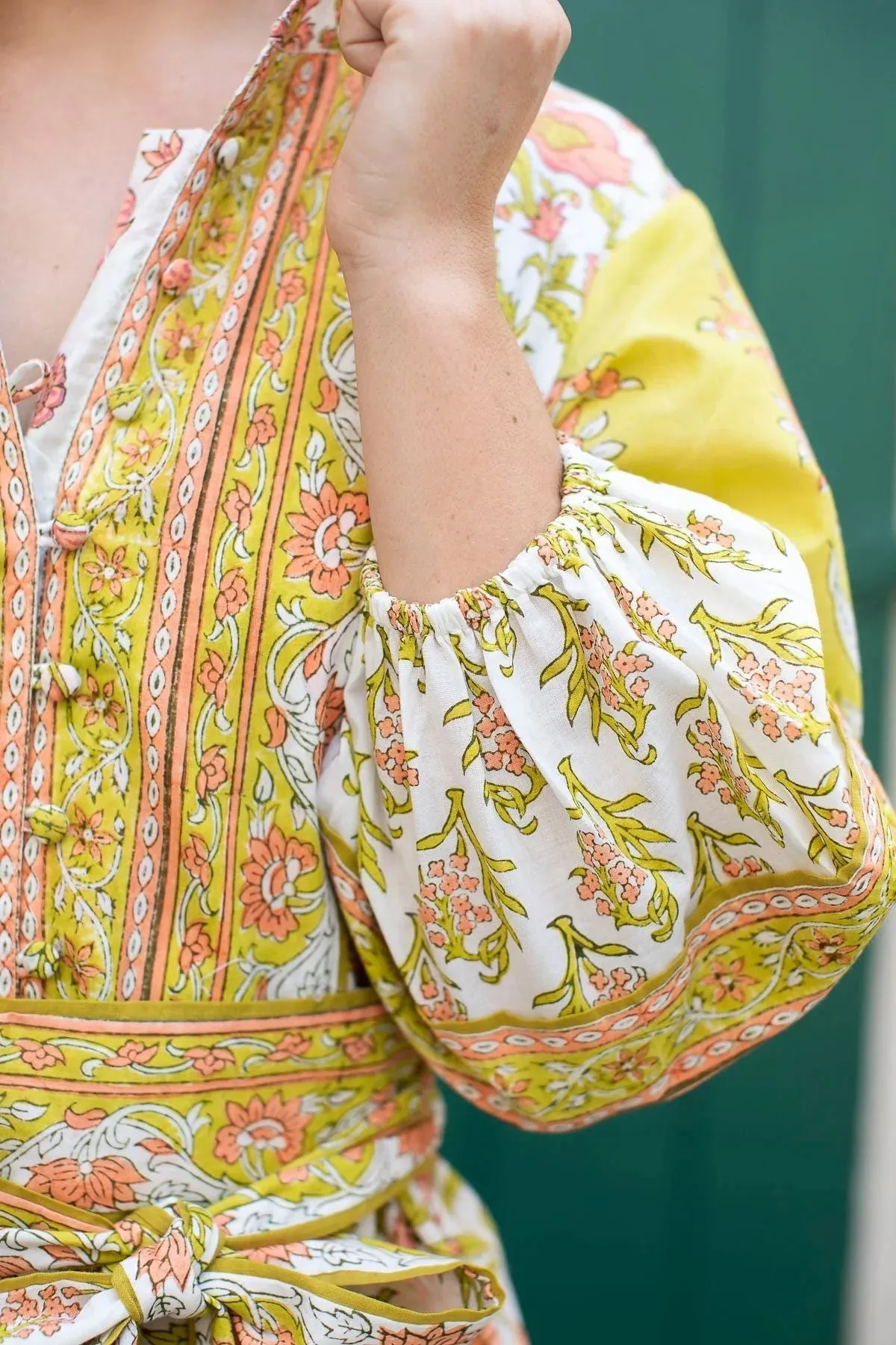 Flounce Shorty in Pear / Melon Iris Daisy Frieze sold by Beau & Ro product image thumbnail 2