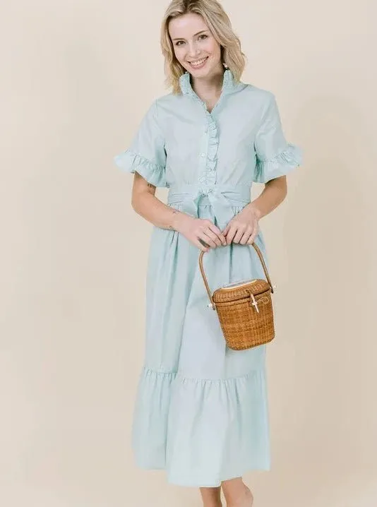 Anna Dress in Bird's Egg Blue sold by Beau & Ro