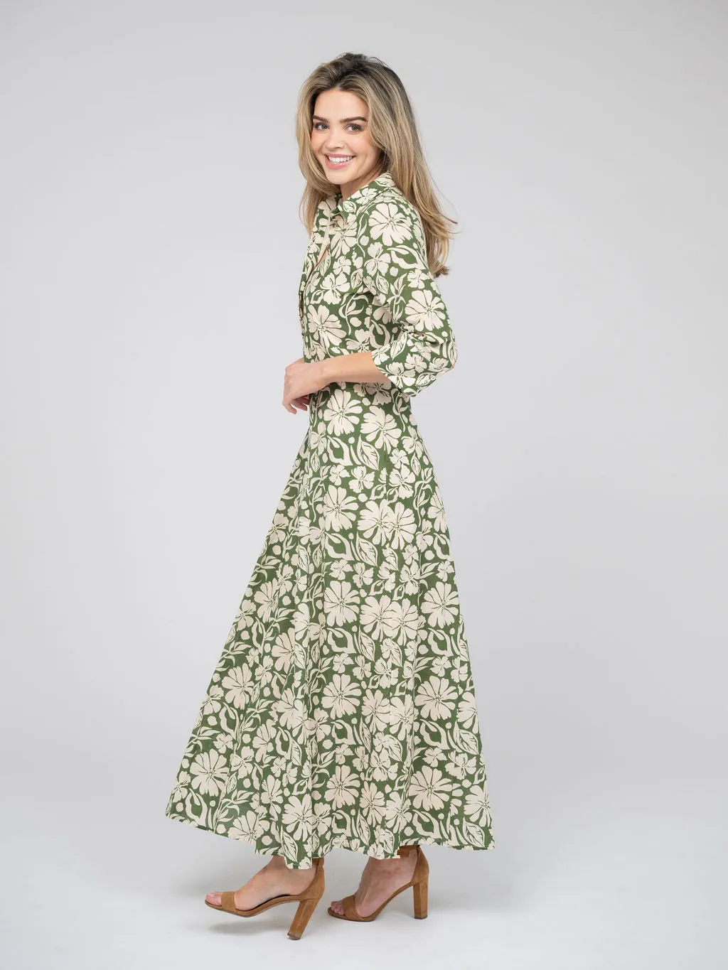 The Alexa Dress | Green Flower Power sold by Beau & Ro product image thumbnail 3