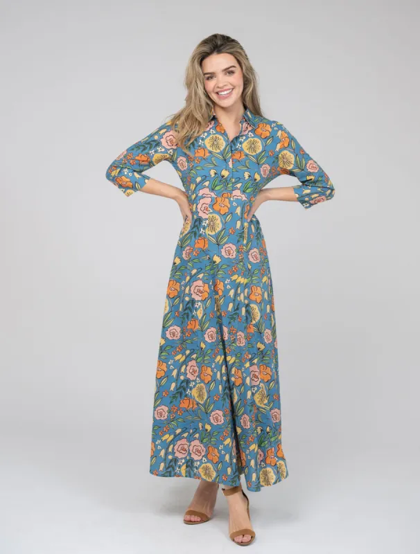 The Alexa Dress | Blue Fall Garden sold by Beau & Ro