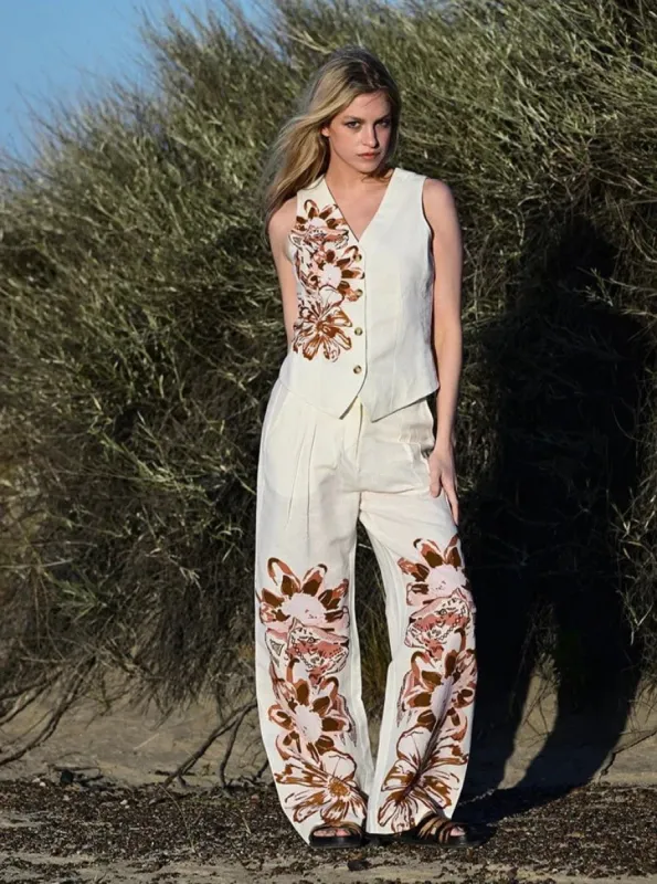 White Flower Tiger Pant sold by Beau & Ro