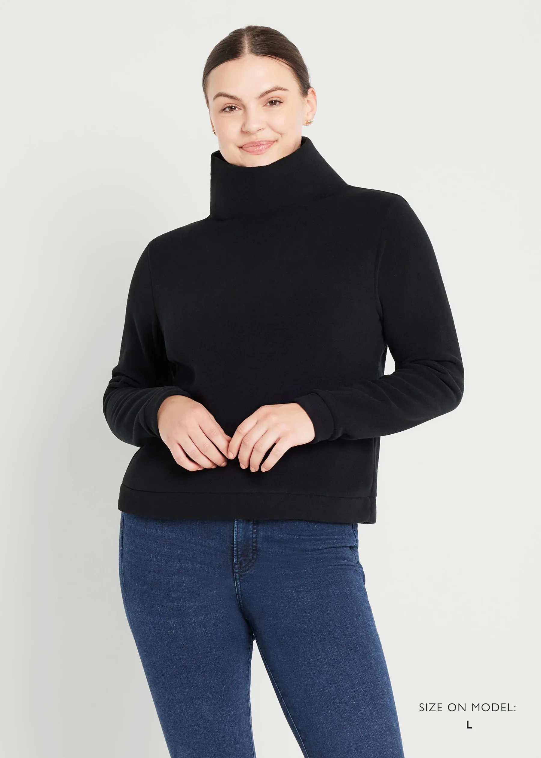 Park Slope Turtleneck in Black Vello Fleece sold by Beau & Ro product image thumbnail 4