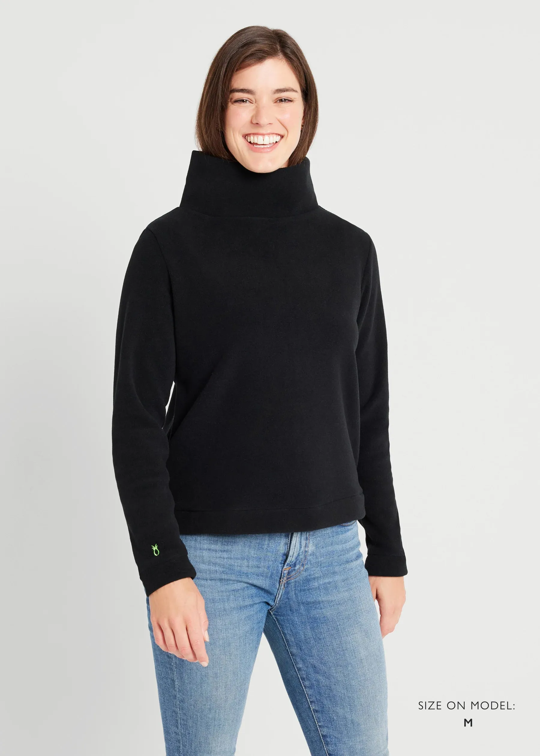 Park Slope Turtleneck in Black Vello Fleece sold by Beau & Ro product image thumbnail 3