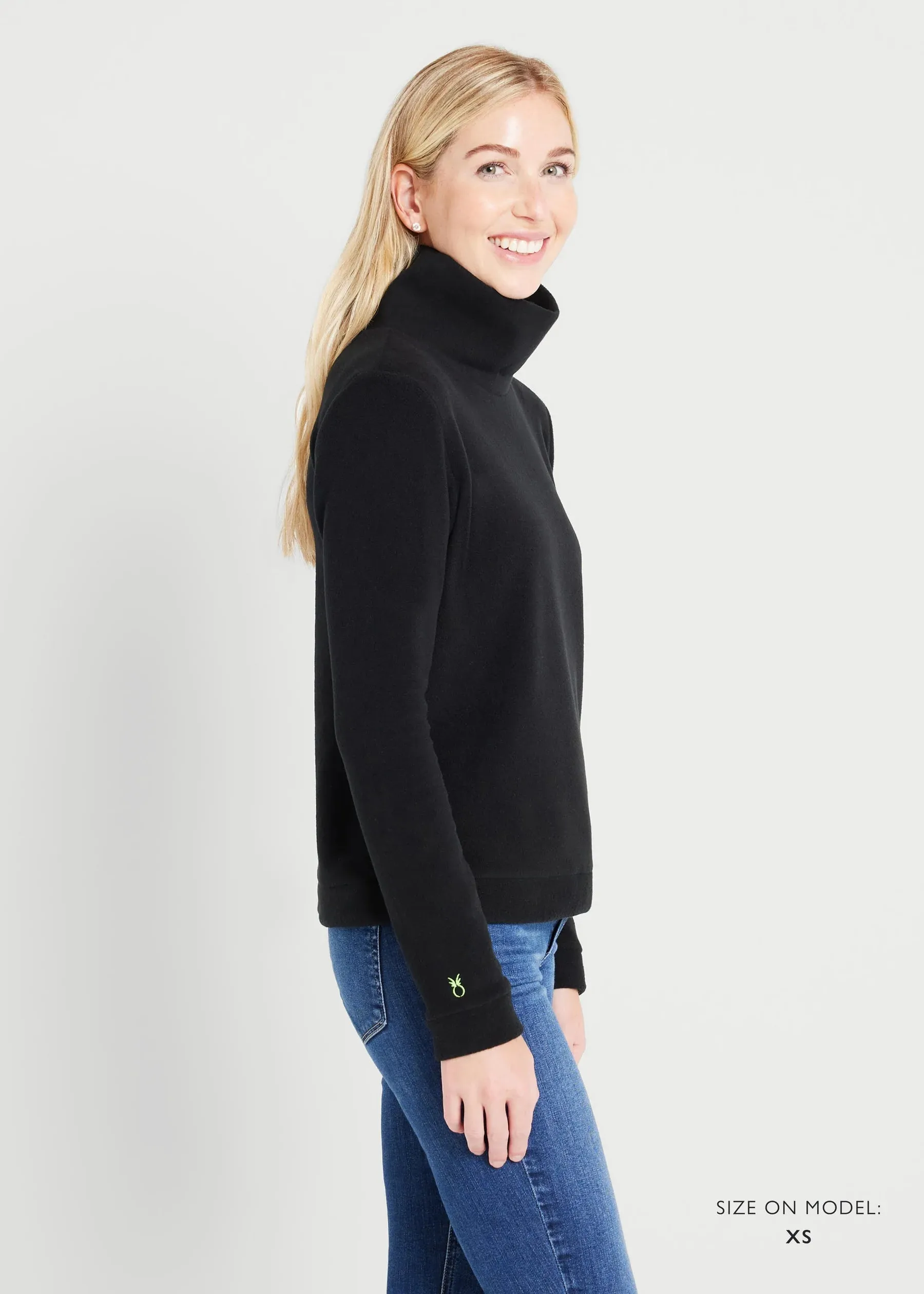 Park Slope Turtleneck in Black Vello Fleece sold by Beau & Ro product image thumbnail 2