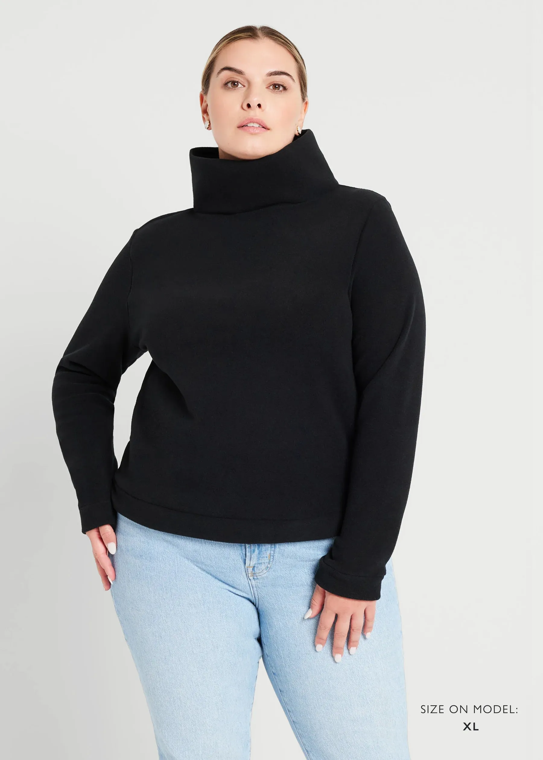 Park Slope Turtleneck in Black Vello Fleece sold by Beau & Ro product image thumbnail 5