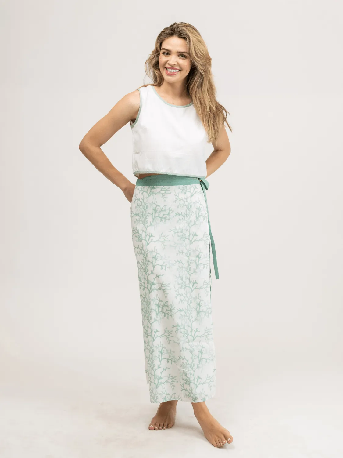 The Sarong Skirt | Green Coral sold by Beau & Ro