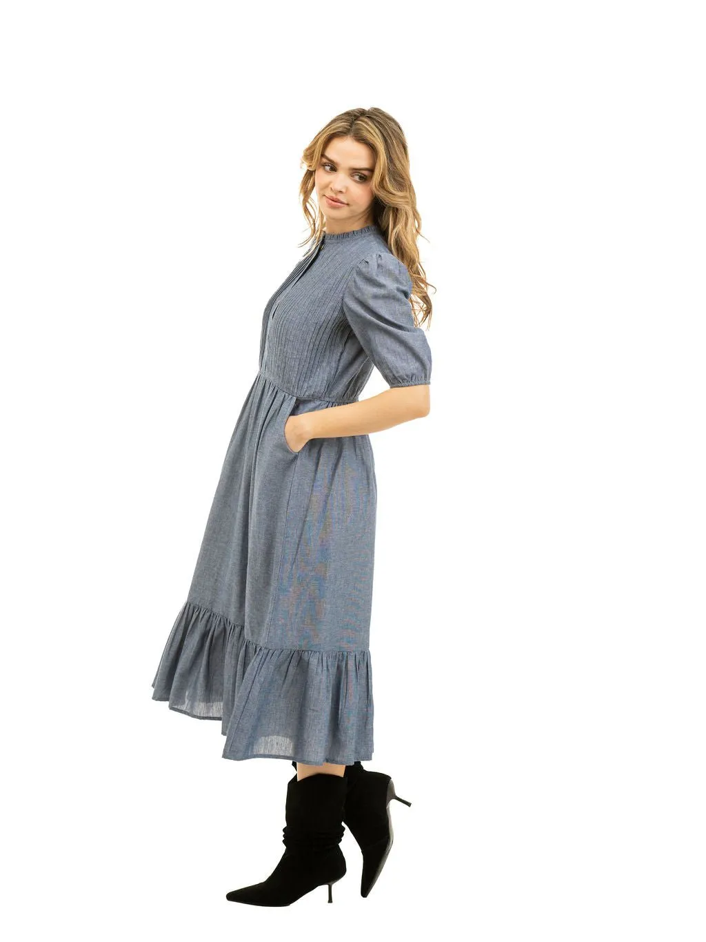 The Annika Dress | Chambray sold by Beau & Ro product image thumbnail 4