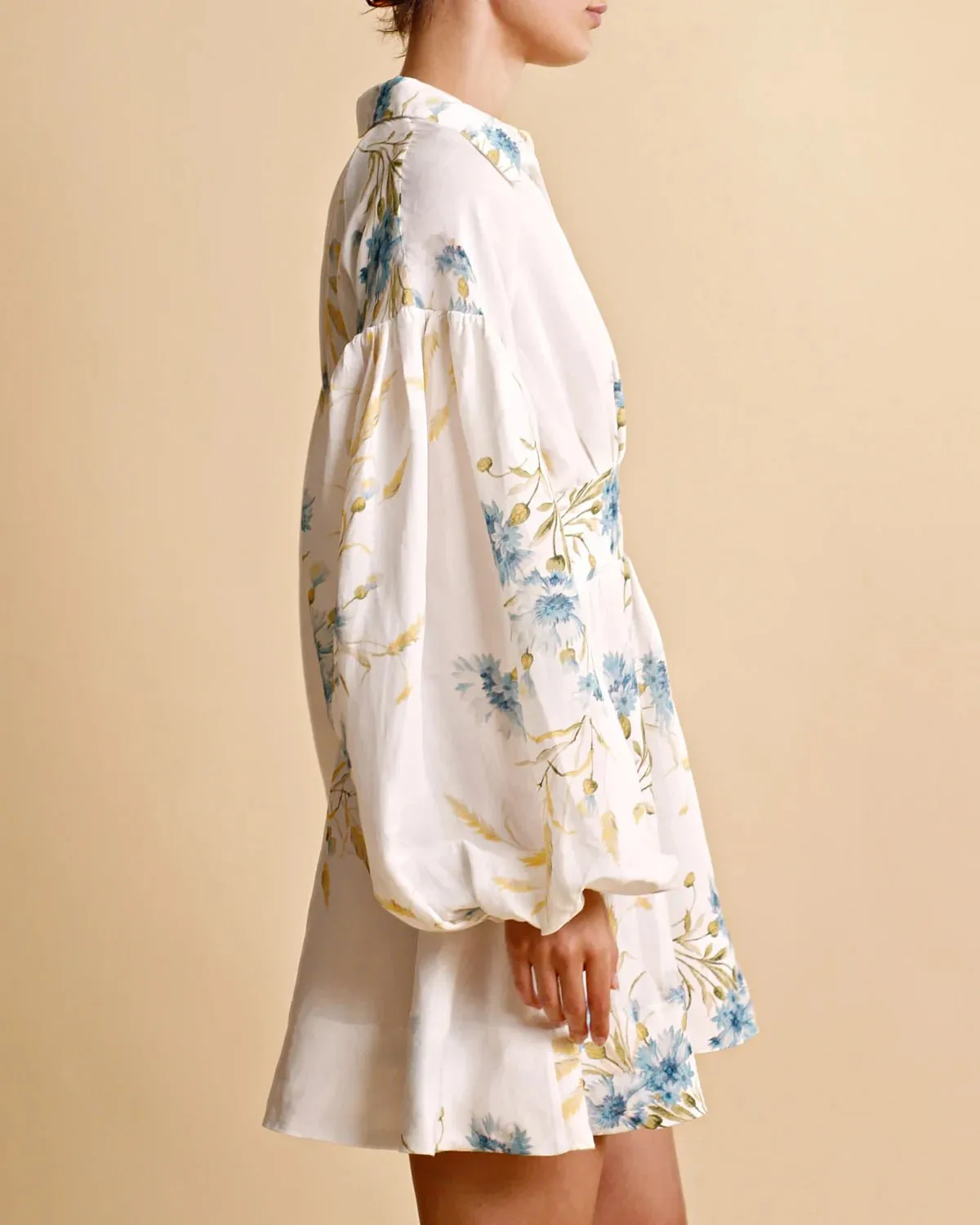 Linen Mini Dress in Blue Straw sold by Beau & Ro product image thumbnail 4