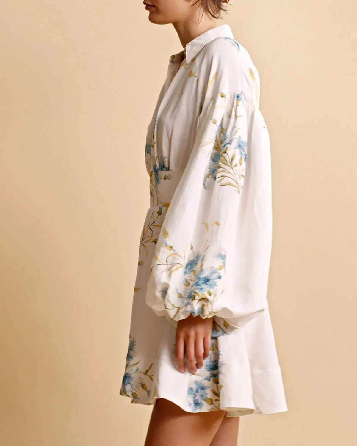 Linen Mini Dress in Blue Straw sold by Beau & Ro product image thumbnail 3