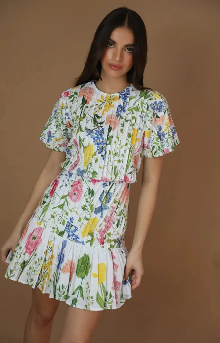 Emelie Mini Dress in Multi Garden White sold by Beau & Ro product image thumbnail 3