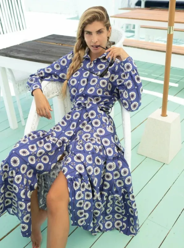 Gabriela Military Dress in Navy Sun sold by Beau & Ro