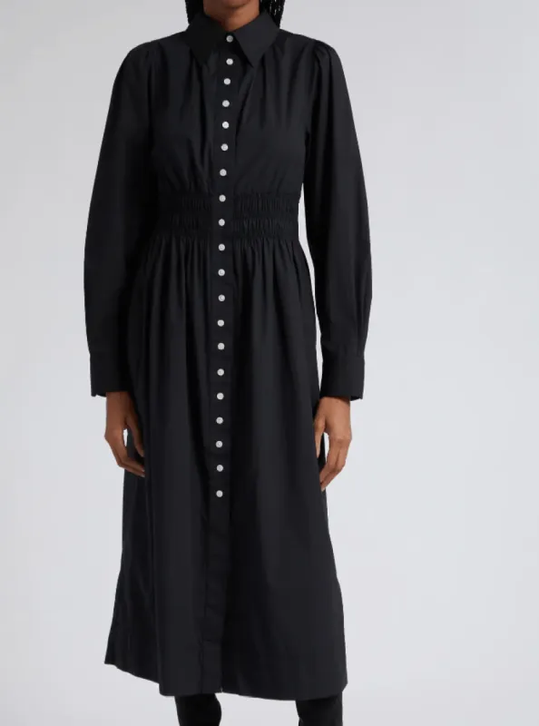Poplin Midi Dress in Black sold by Beau & Ro