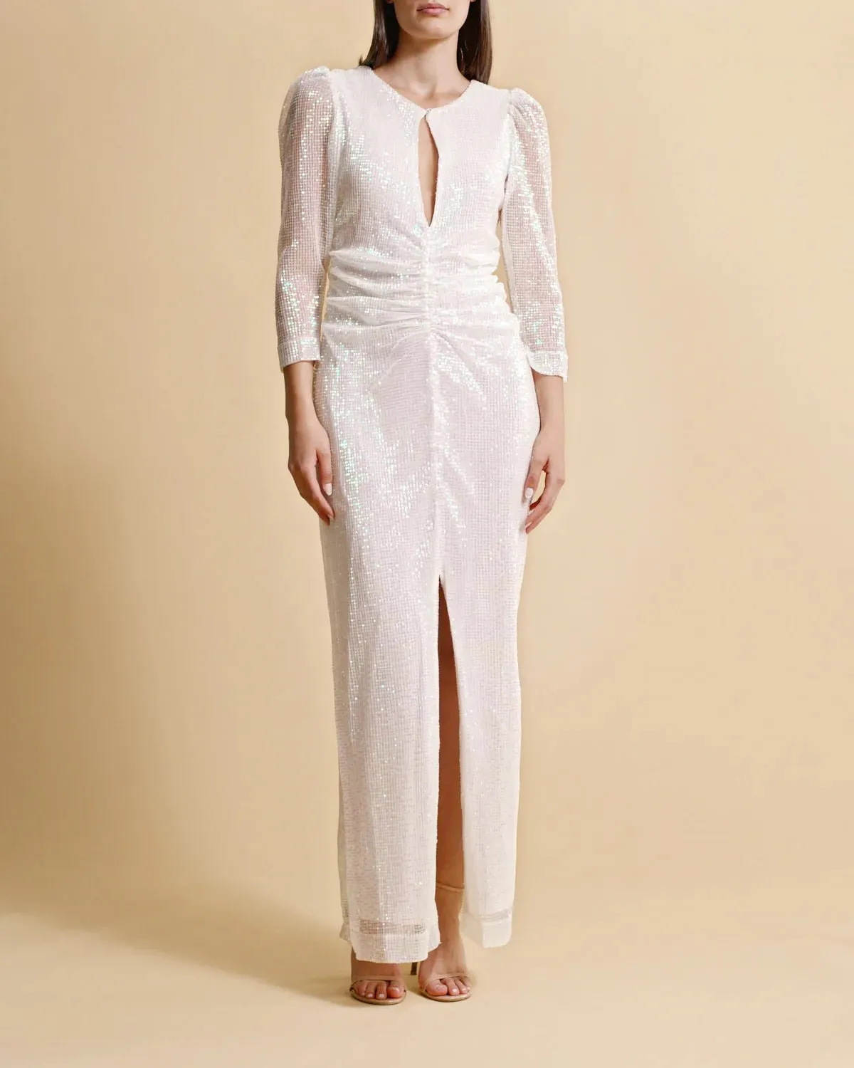 Sequin Maxi Dress in Off White sold by Beau & Ro product image thumbnail 2