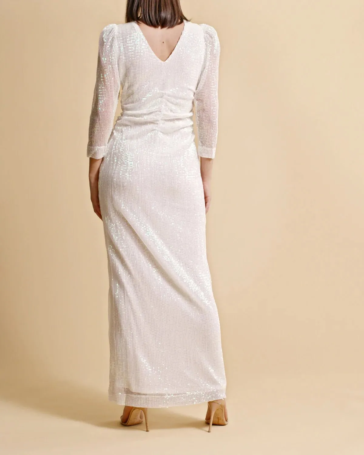 Sequin Maxi Dress in Off White sold by Beau & Ro product image thumbnail 5
