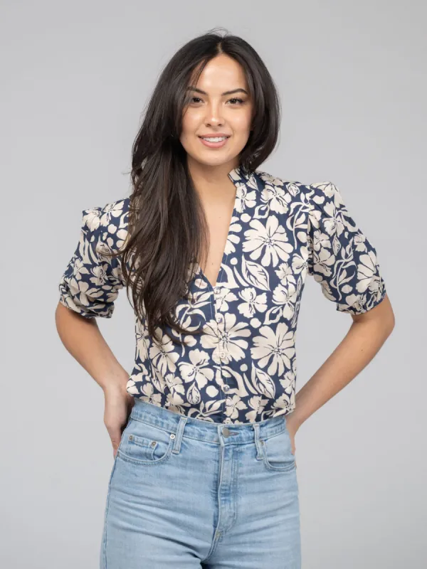 The Lily Top | Navy Flower Power sold by Beau & Ro