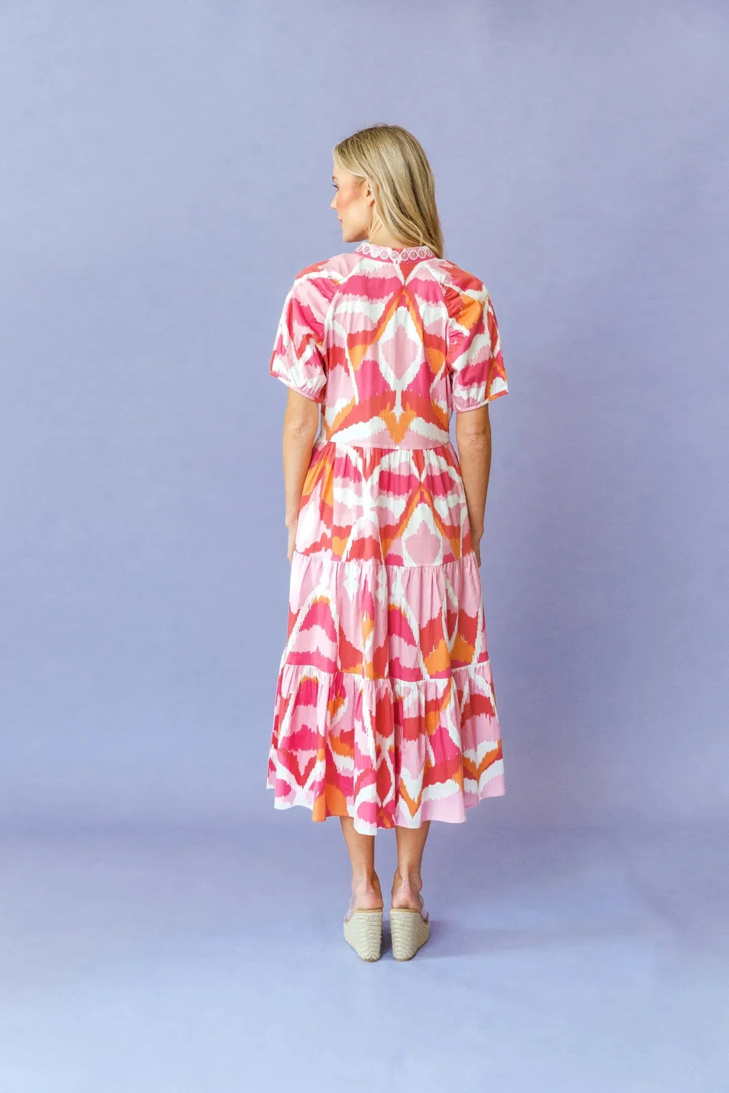 Kimbell Dress in Flamingo Watermelon Ikat sold by Beau & Ro product image thumbnail 5