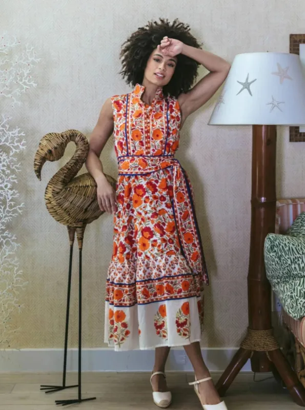 Sleeveless Flounce in Red / Orange Vintage Poppy sold by Beau & Ro