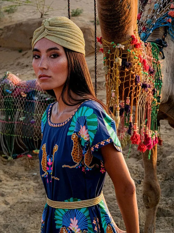 Malachite Kaftan Leo Embroidery on Navy sold by Beau & Ro product image thumbnail 5