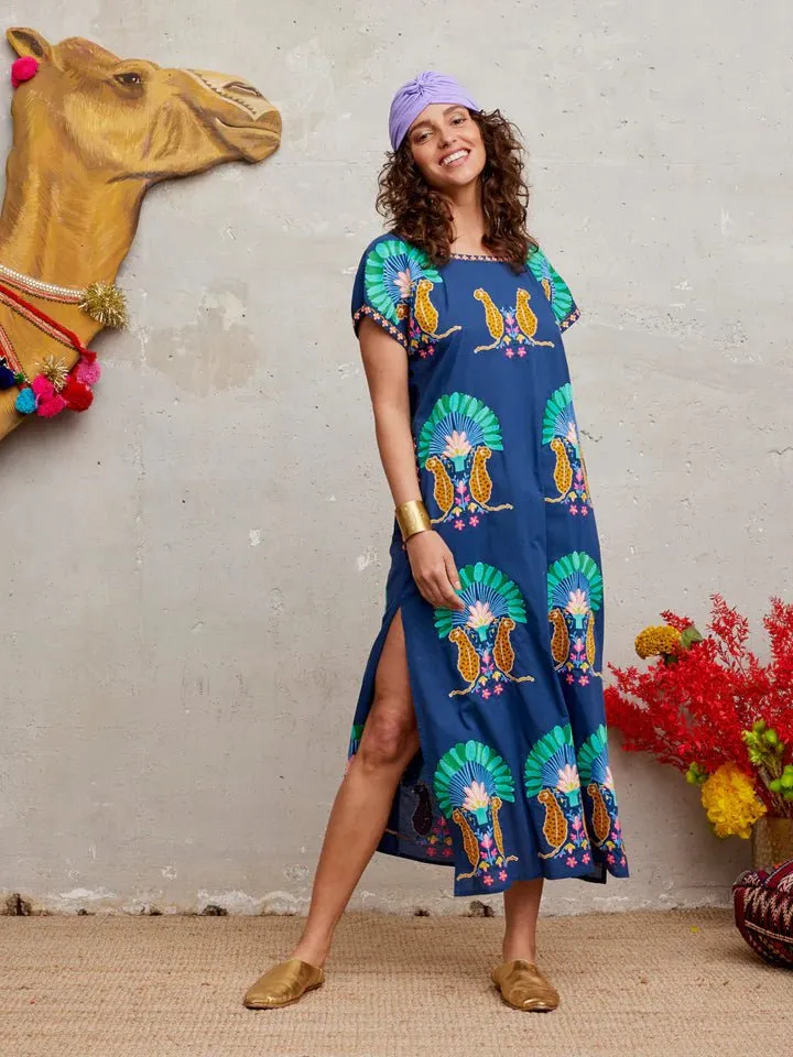 Malachite Kaftan Leo Embroidery on Navy sold by Beau & Ro product image thumbnail 2