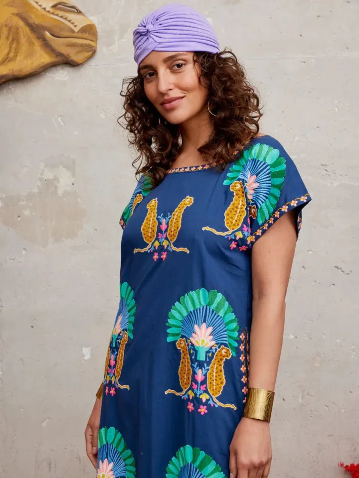 Malachite Kaftan Leo Embroidery on Navy sold by Beau & Ro product image thumbnail 4