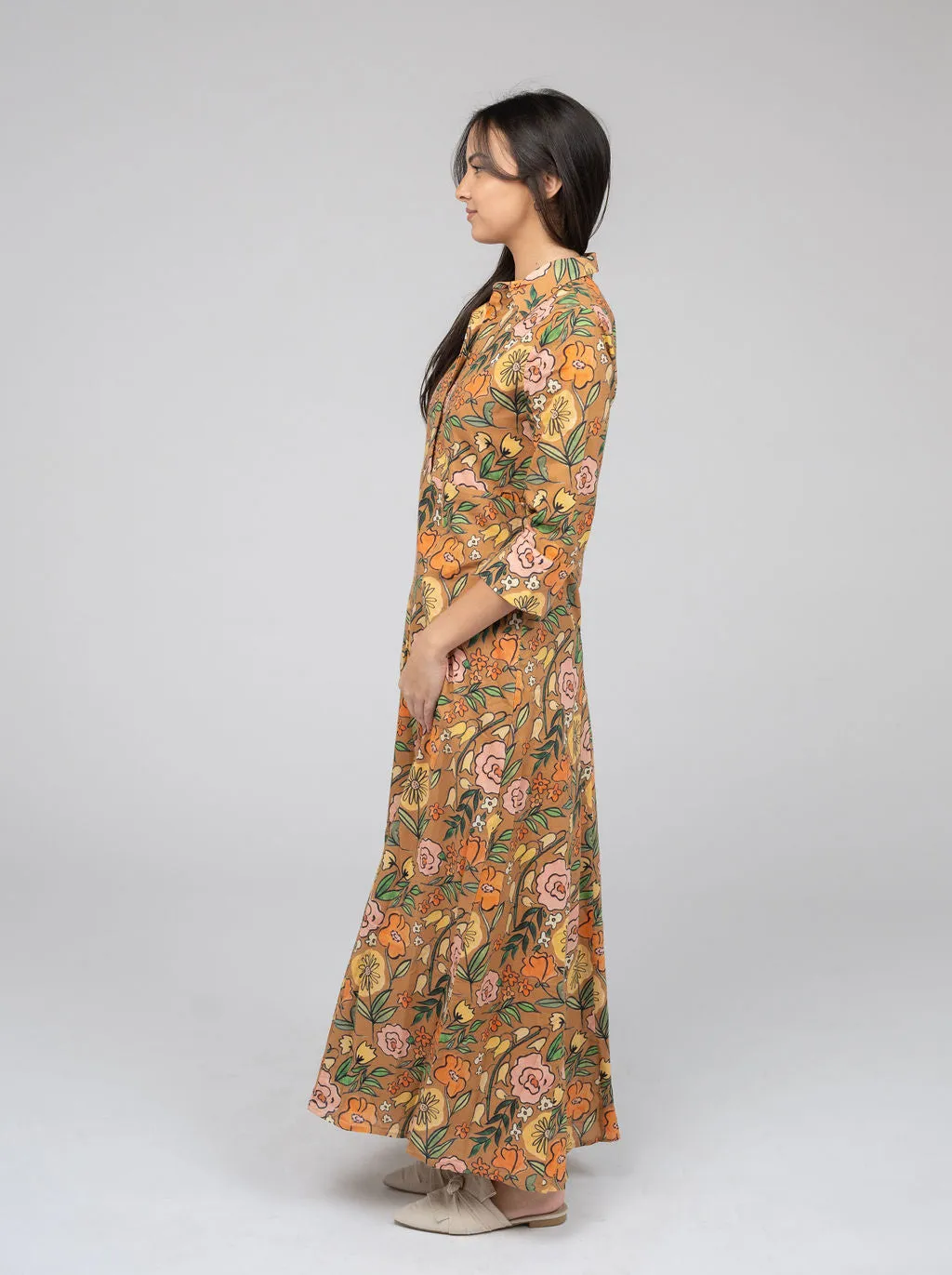 The Alexa Dress | Tan Fall Garden sold by Beau & Ro product image thumbnail 3