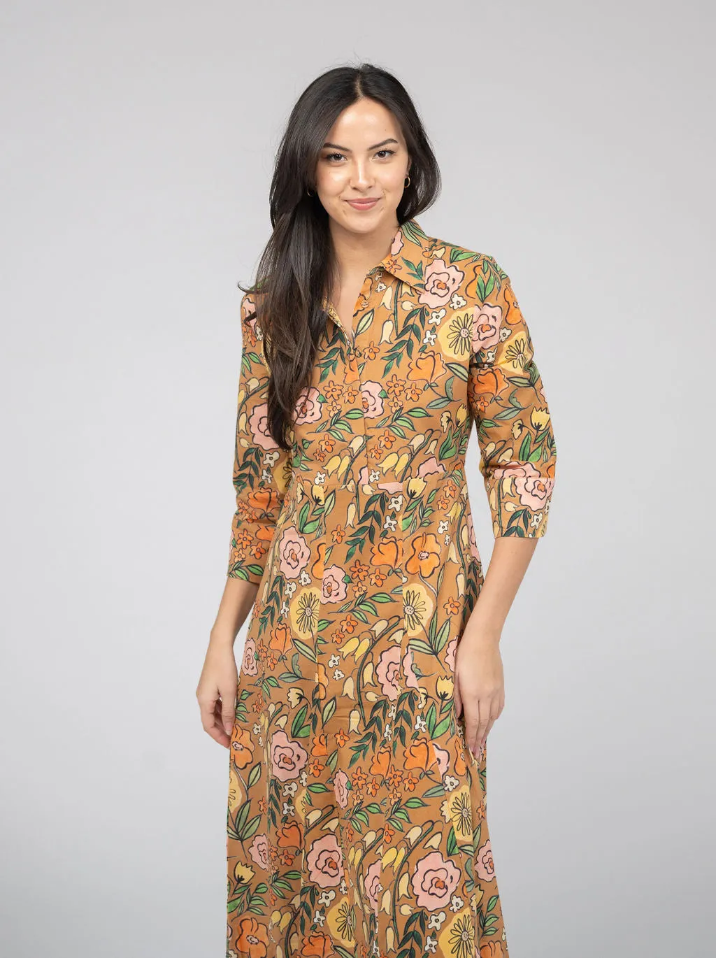 The Alexa Dress | Tan Fall Garden sold by Beau & Ro product image thumbnail 2