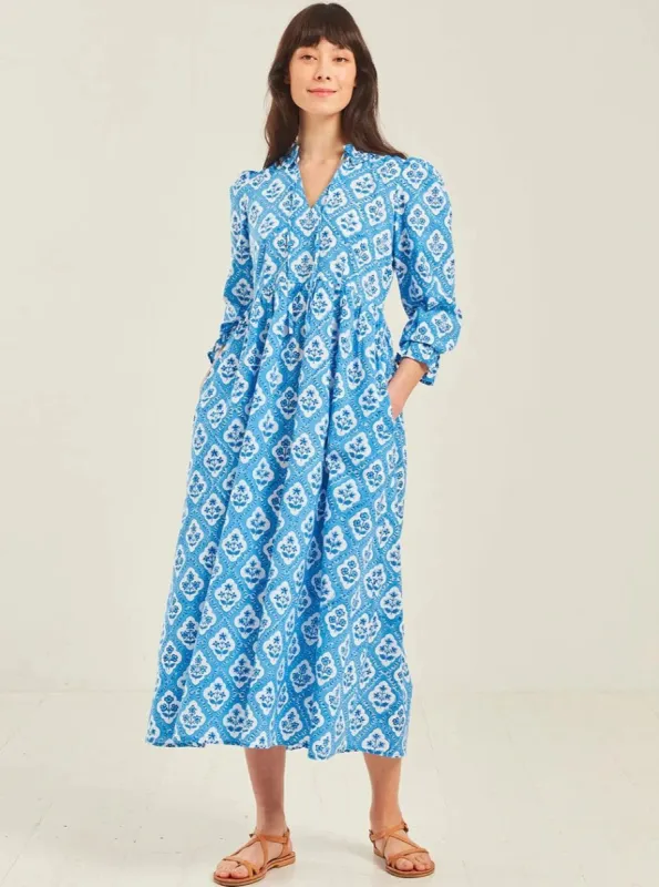 Mumbai Dress in Ocean Trellis sold by Beau & Ro