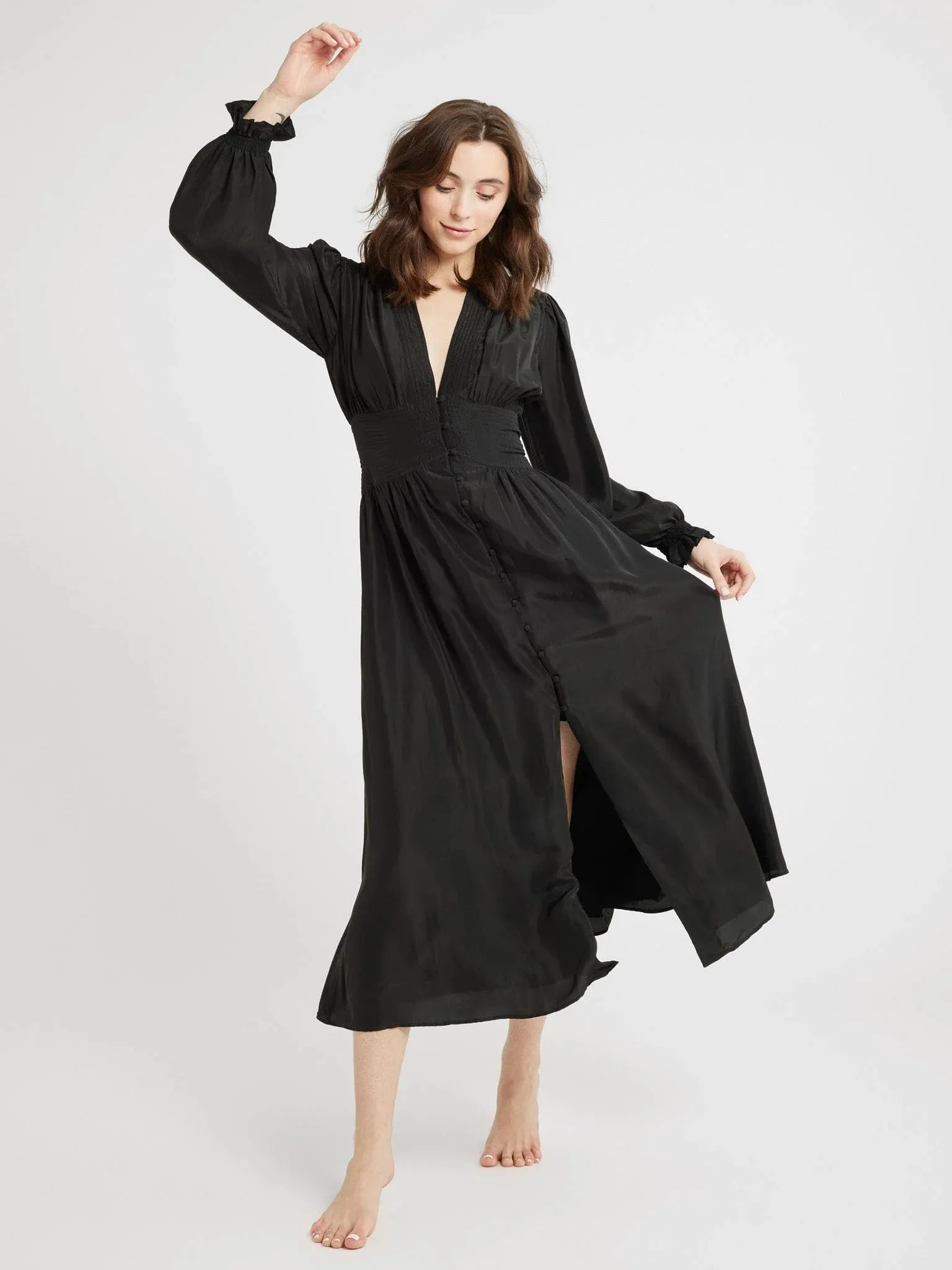 Anya Dress in Black Washed Silk sold by Beau & Ro product image thumbnail 4