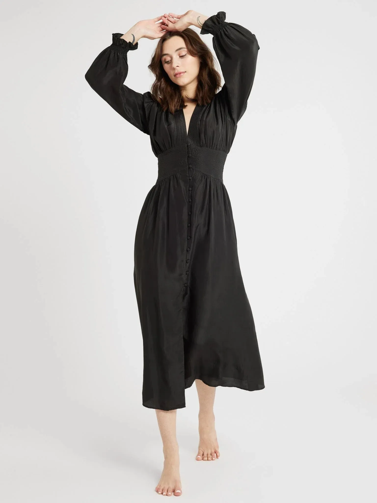 Anya Dress in Black Washed Silk sold by Beau & Ro product image thumbnail 2