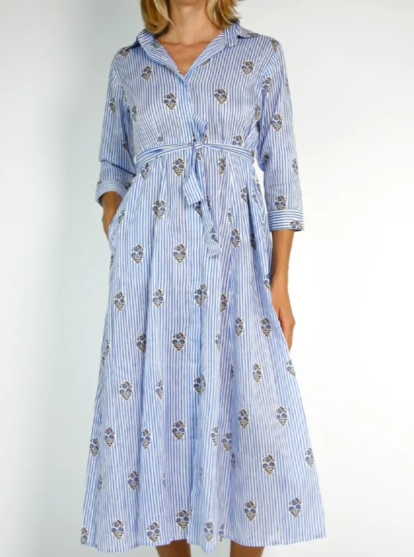 Livia Chemisier Midi Dress in Poseidon sold by Beau & Ro