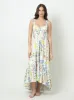 Arya Dress in White Multi Garden sold by Beau & Ro