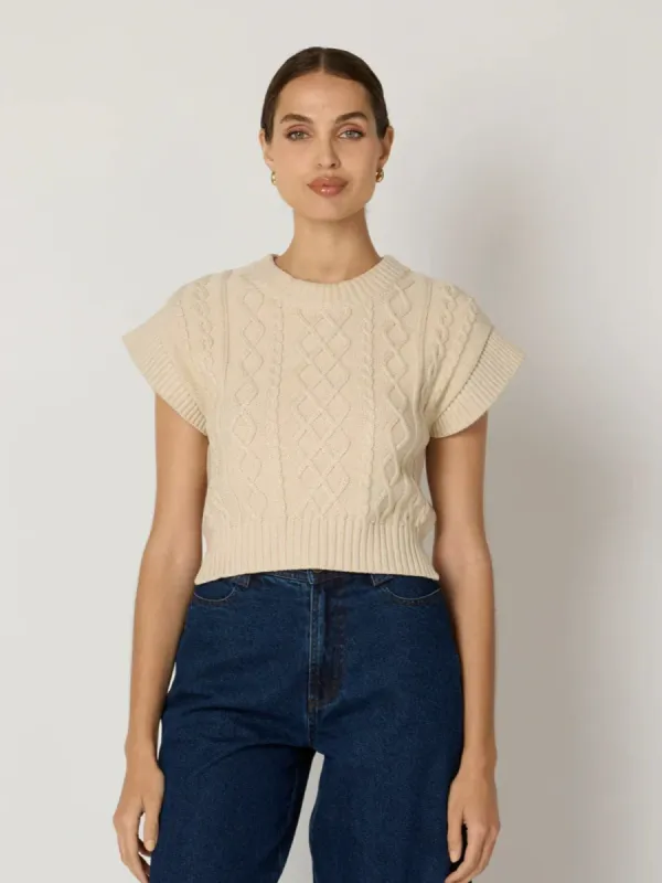 Gigi Sweater Vest in Cream sold by Beau & Ro