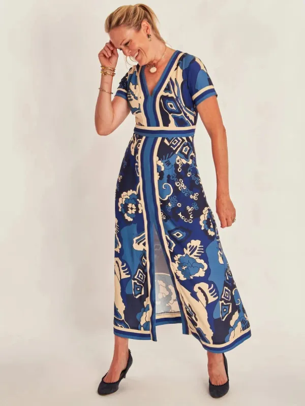 Leland Dress in Whirlwind Blues sold by Beau & Ro