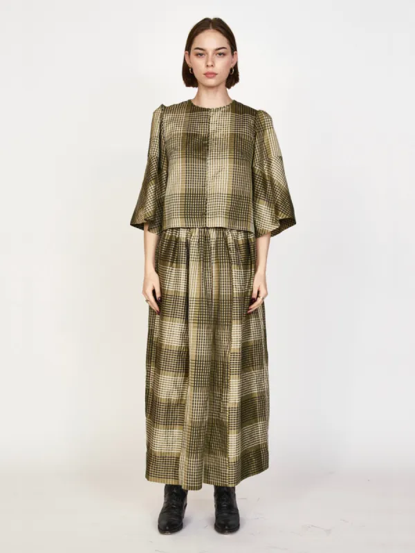 Provence Top in Olive Plaid sold by Beau & Ro