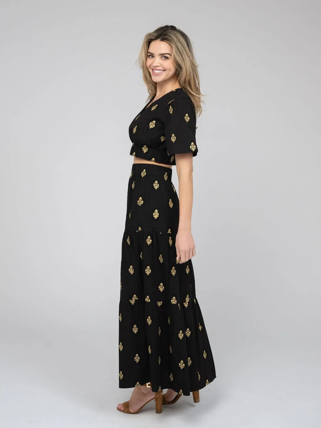 The Abby Skirt | Gold & Black Embroidery sold by Beau & Ro product image thumbnail 3