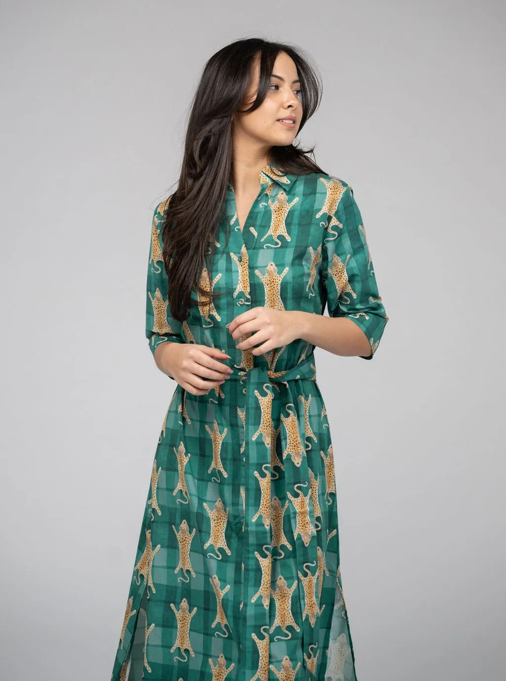 The Eloise Dress | Green Cheetah sold by Beau & Ro product image thumbnail 3