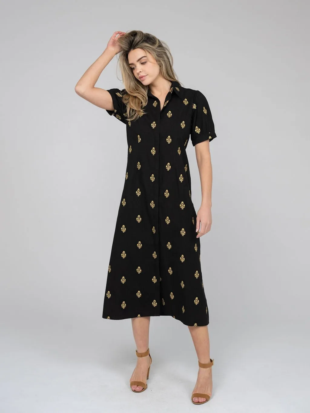 The Kris Dress | Gold & Black Embroidery sold by Beau & Ro product image thumbnail 5