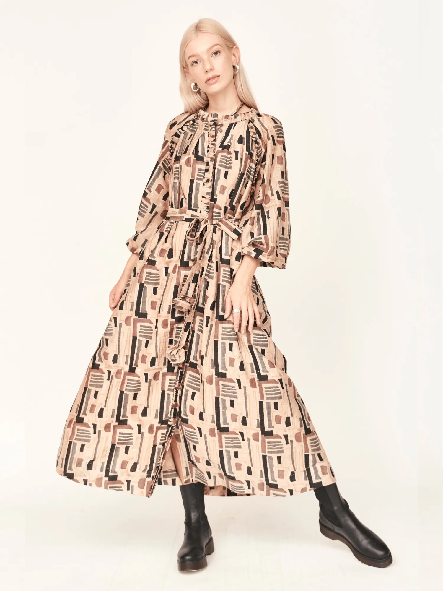 Somerset Dress in Sand Labyrinth sold by Beau & Ro product image thumbnail 2