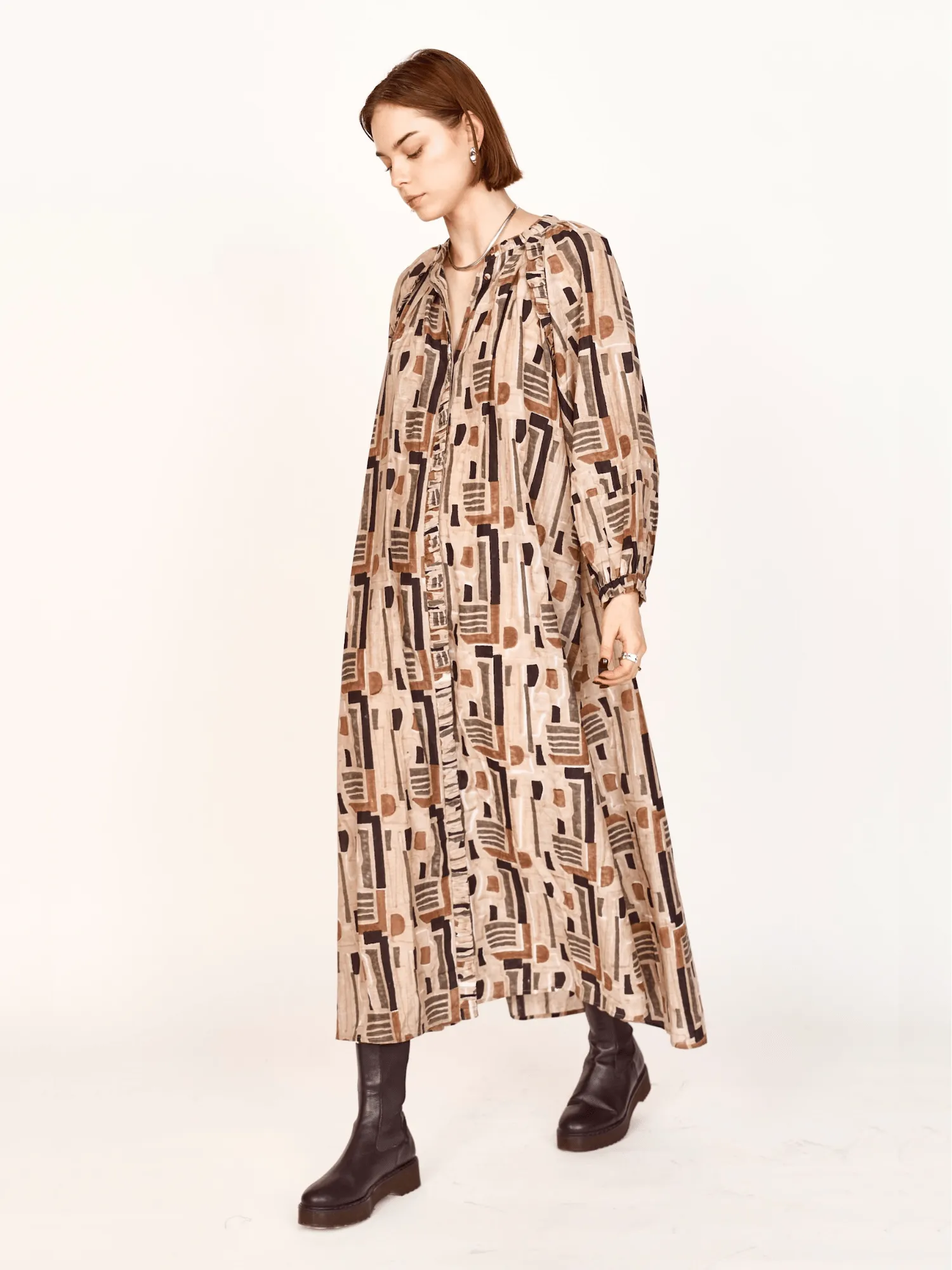 Somerset Dress in Sand Labyrinth sold by Beau & Ro product image thumbnail 5