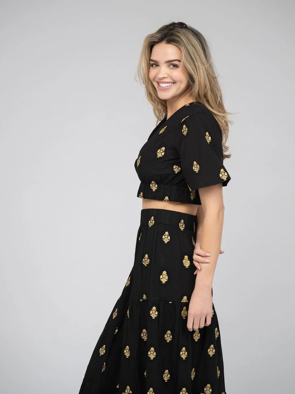 The Abby Top | Gold & Black Embroidery sold by Beau & Ro product image thumbnail 3