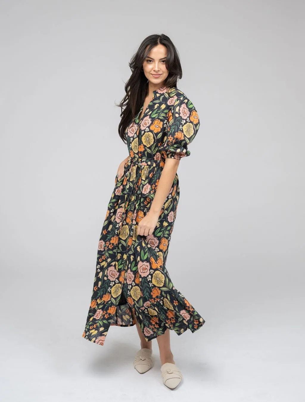 The Lily Midi Dress | Black Fall Garden sold by Beau & Ro product image thumbnail 2