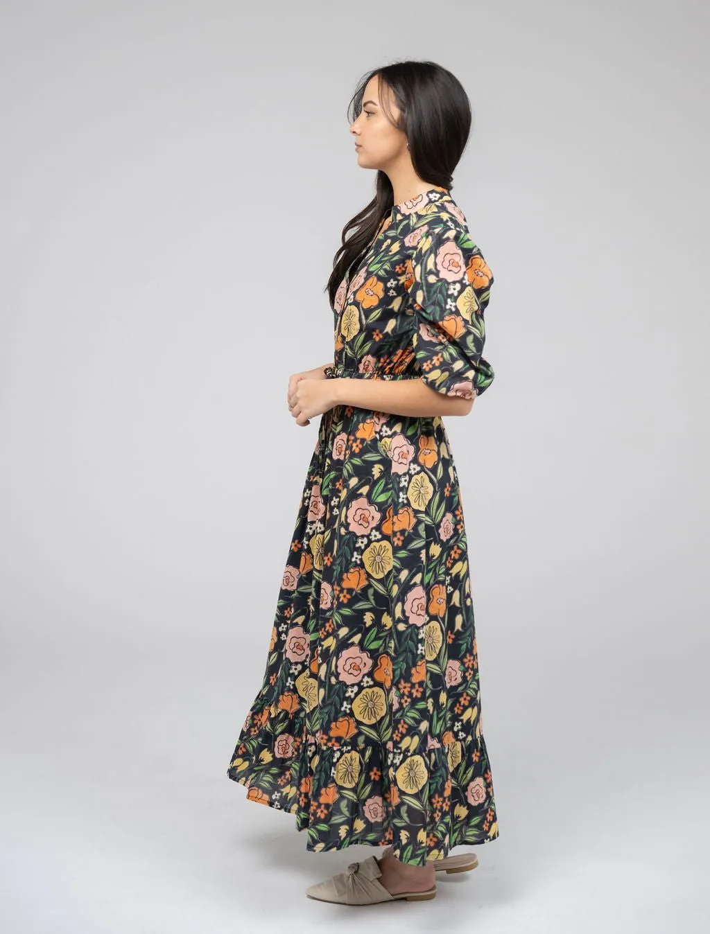 The Lily Midi Dress | Black Fall Garden sold by Beau & Ro product image thumbnail 4