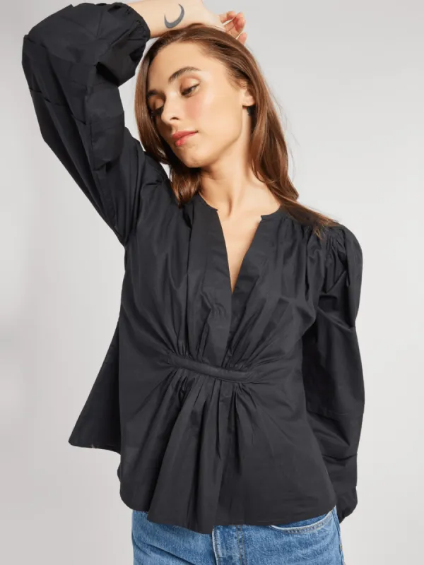 Stevie Top in Black Poplin sold by Beau & Ro