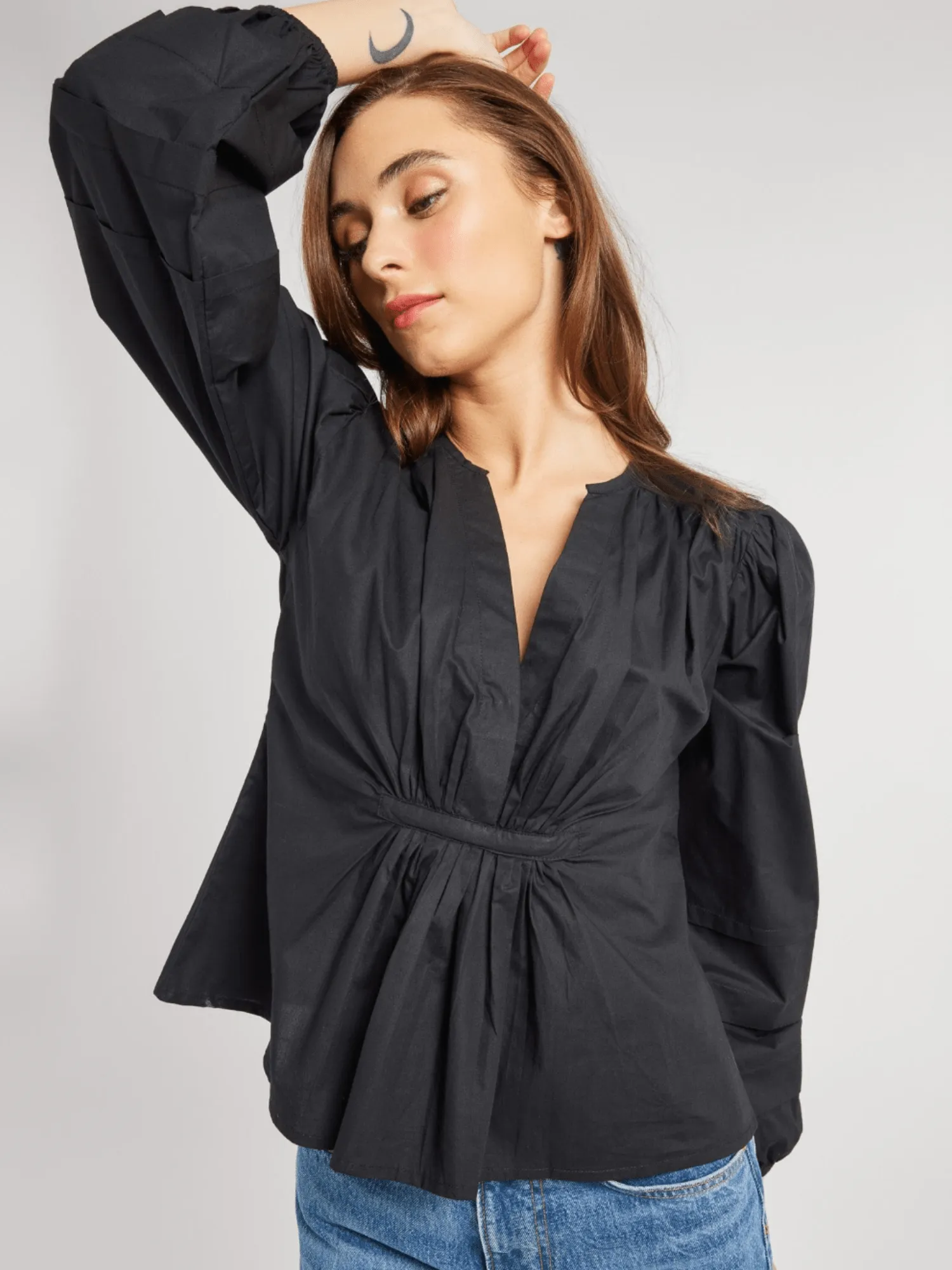 Stevie Top in Black Poplin sold by Beau & Ro