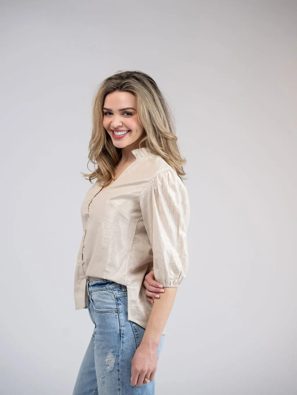 The Lily Top | Beige Lurex sold by Beau & Ro product image thumbnail 4