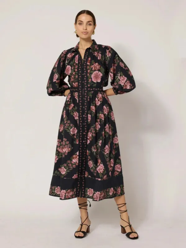 Gillian Midi Dress in Juliet sold by Beau & Ro