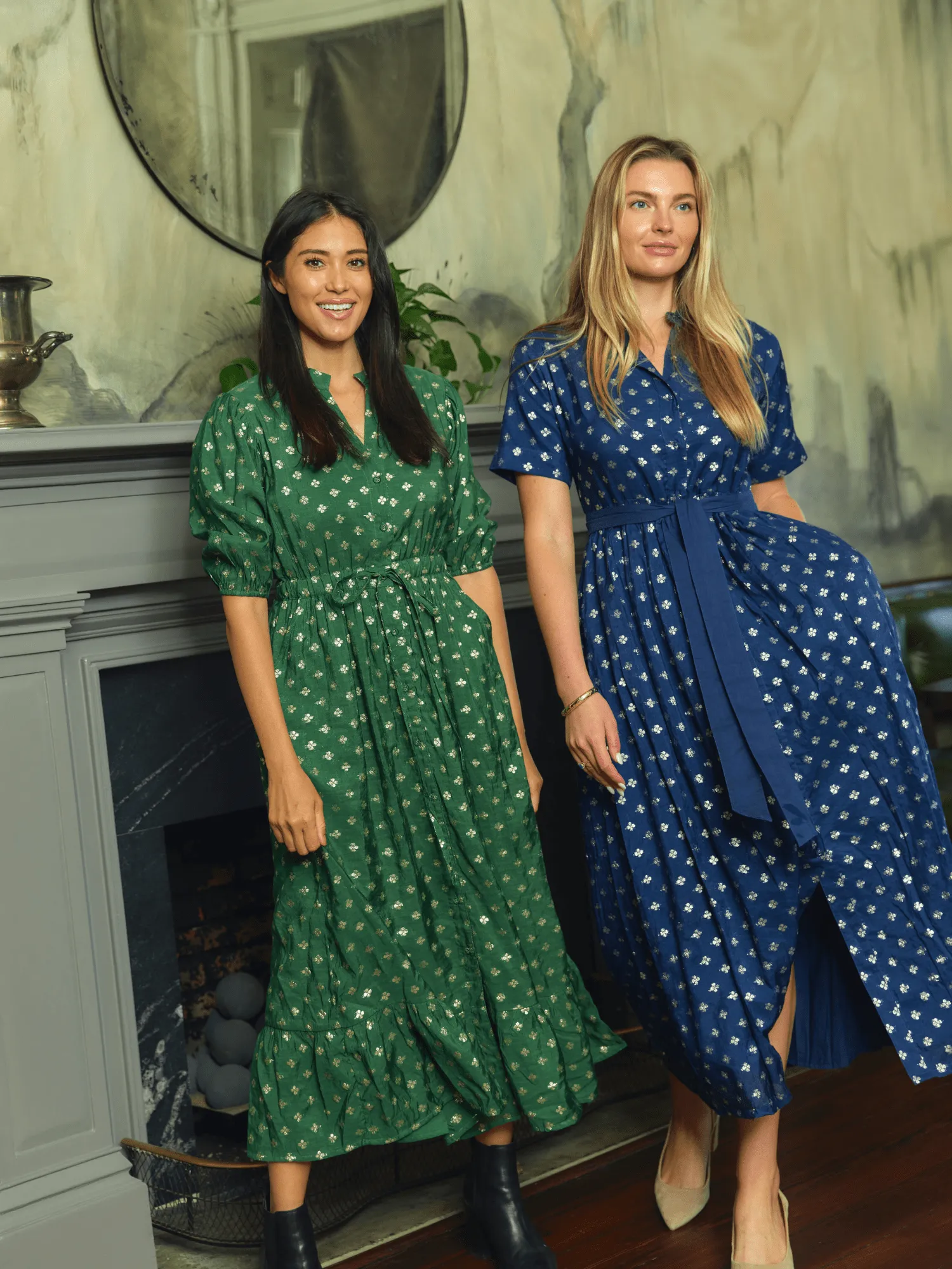 The Lily Midi Dress | Green & Gold Lurex sold by Beau & Ro product image thumbnail 2