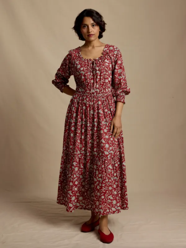 Camille Dress in Ruby Petal sold by Beau & Ro