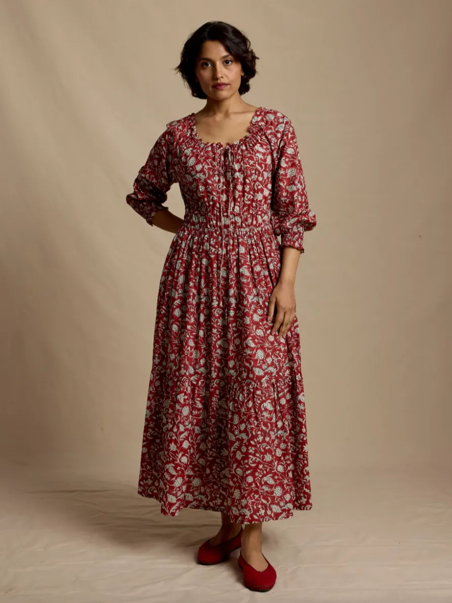 Camille Dress in Ruby Petal sold by Beau & Ro
