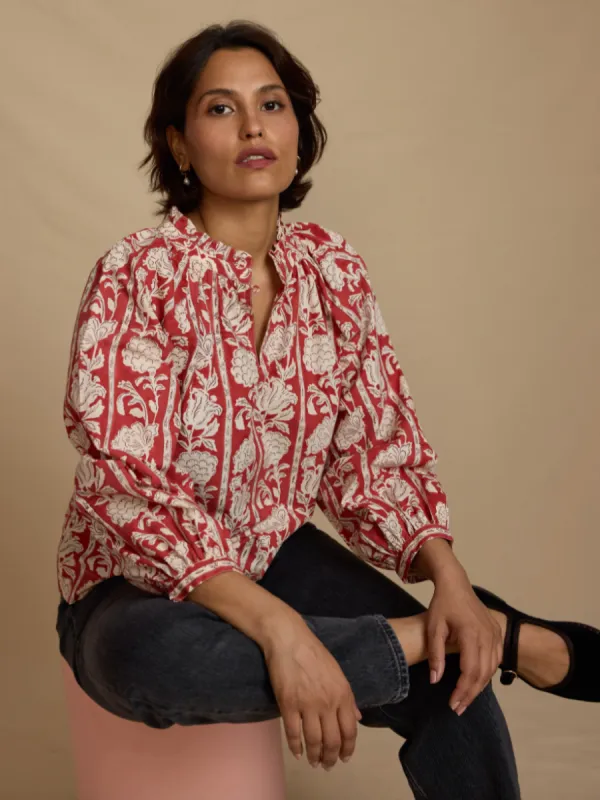 Rennes Top in Red Boulevard Stripe sold by Beau & Ro